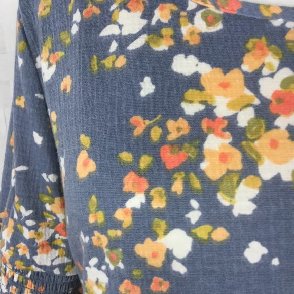 LC Lauren Conrad Blue Floral Top, Bell Sleeves - Picture 3 of 4